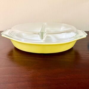 2pc set Glass lid + Divided Pyrex Cinderella casserole ovenware Verde #12